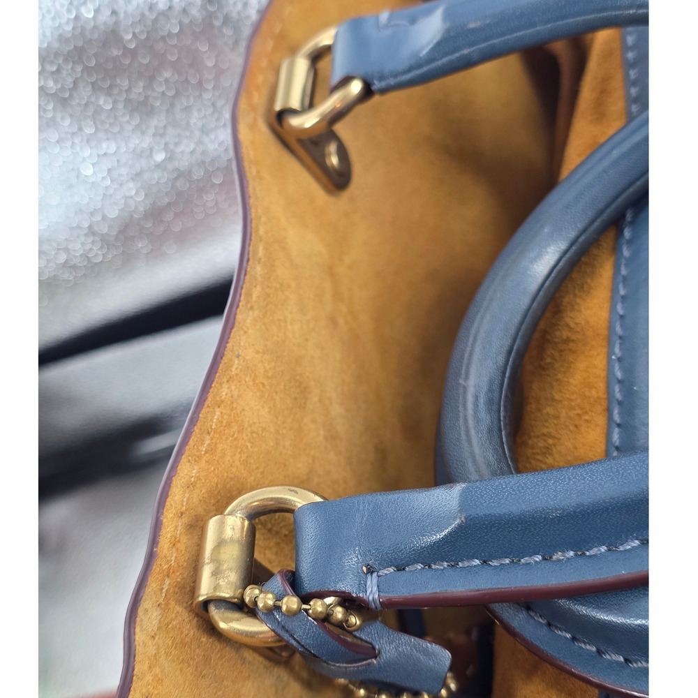 Coach 1941 Rogue 31 Dark Denim Blue Glovetanned Leather Bag 38124 - Picture 12 of 16